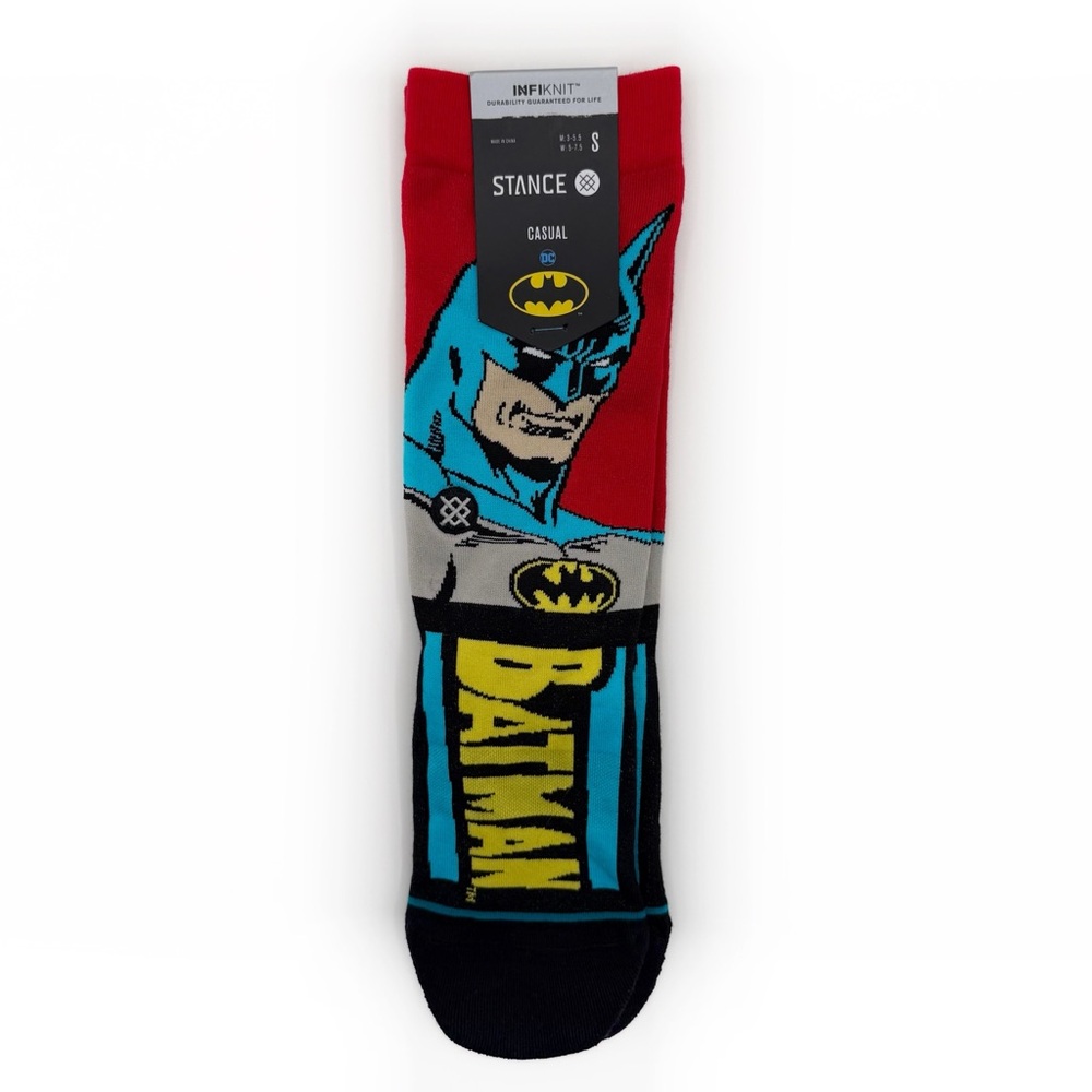 Stance Batman Comic Mid Performance Socks Womens Small Kids DC Comics Red Black